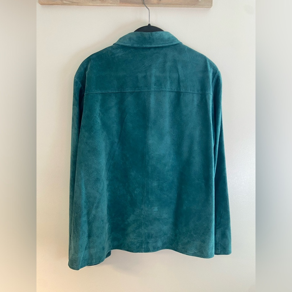 Pendleton Petite Dark Teal Leather Button Up Jack… - image 3